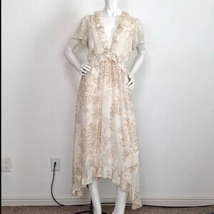 June & Hudson Coquette Ruffle Short Sleeve Romantic Asymmetrical Dress Size M